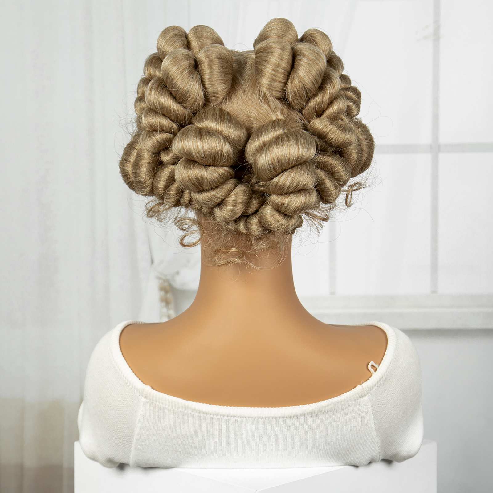 Honey Brown Color 6inch Transparent Full Lace Braided Wigs Short Cute Handmade Bantu Synthetic Braided Lace Wigs Knotless Braids Wig