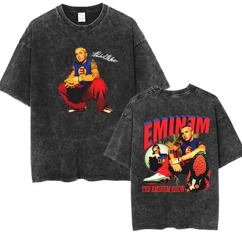 90s rapper Amus world tour music graphic T-shirt mens cool hip-hop retro wash oversized T-shirt unisex Gothic T-shirt X250324