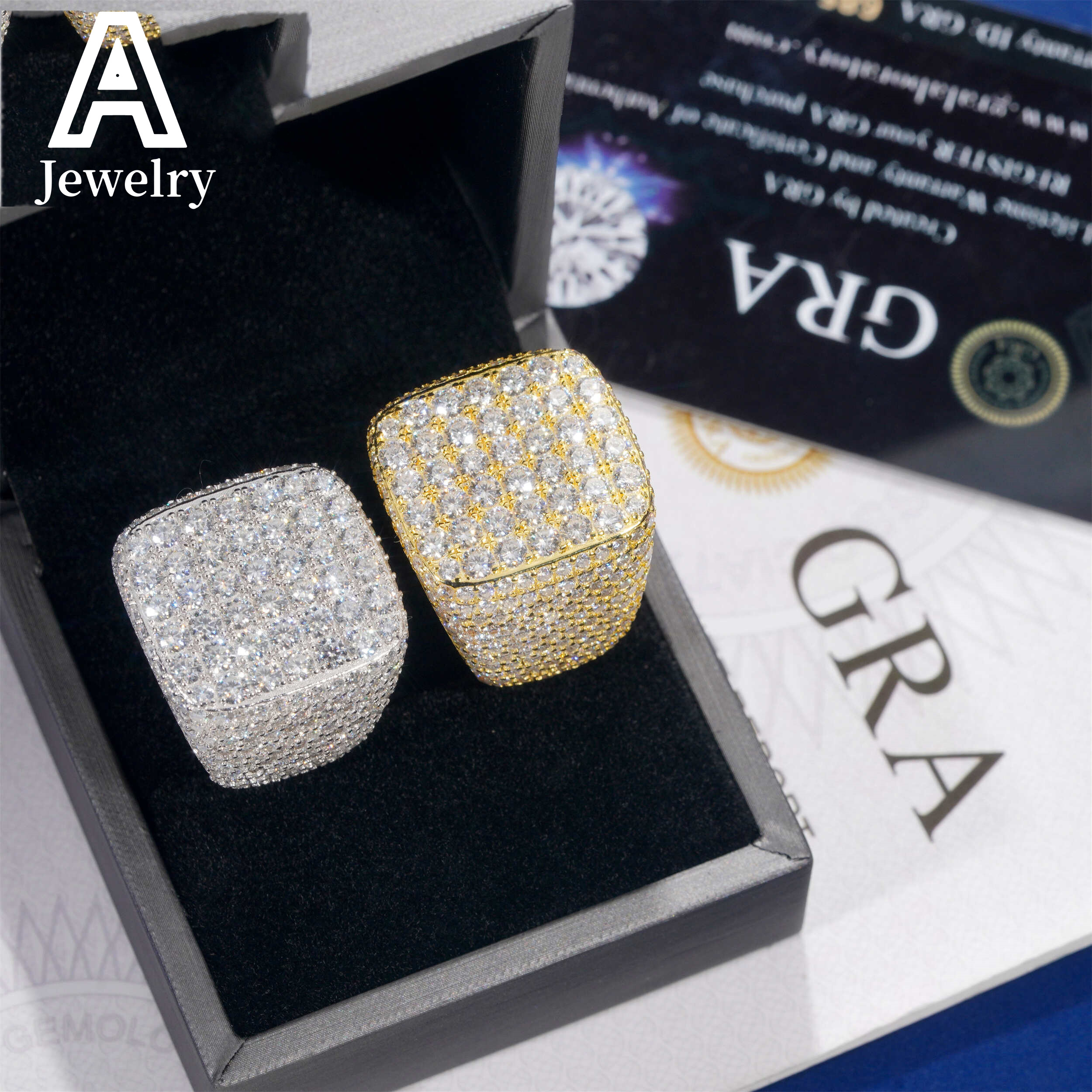 Europe and the United States hip hop 925 sterling silver Moissanite square fashion ring selling trend rings for men and women