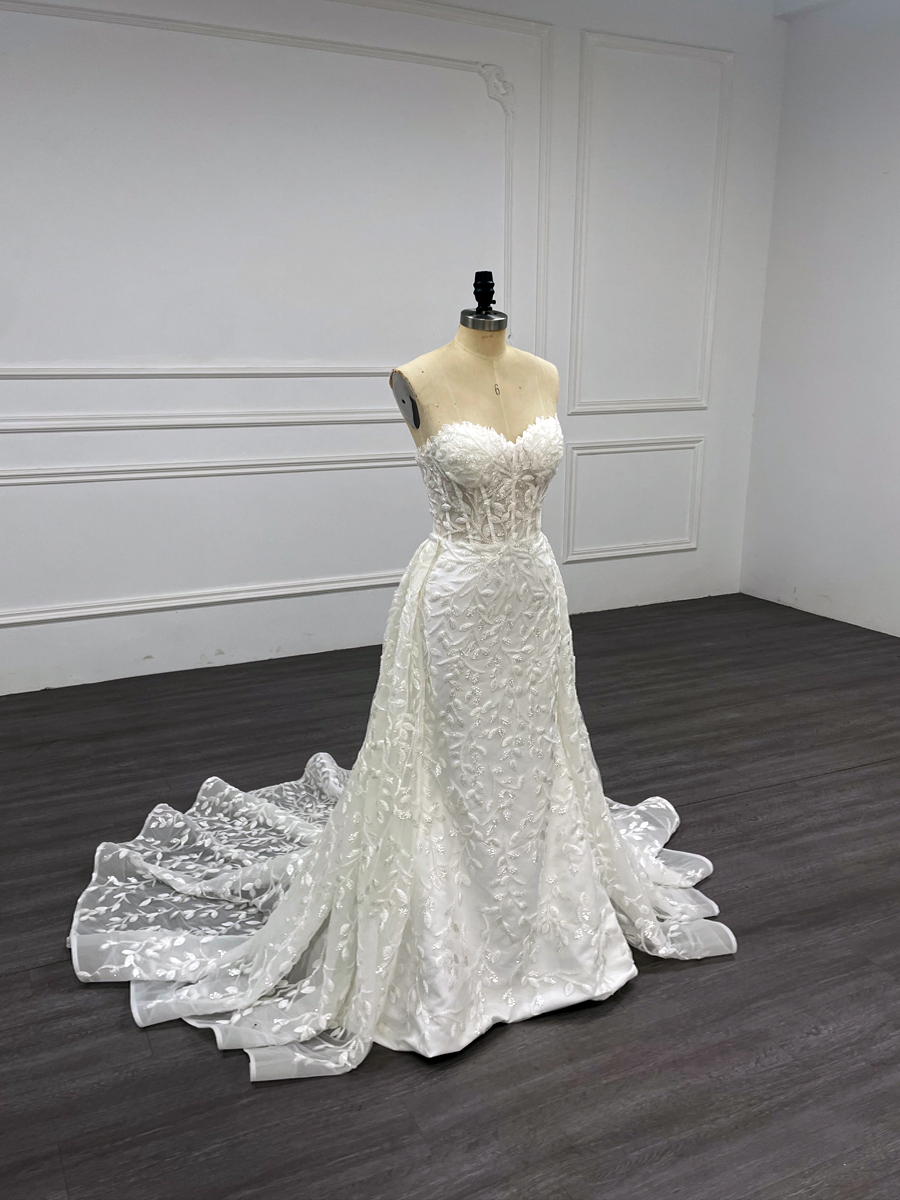 Alonlivn Romantic Custom Made Link Of Custom Made Fee Wedding Dress Delicate Beading Sequined Embroidery Lace Full Sleeves Bridal Gowns New Arrival