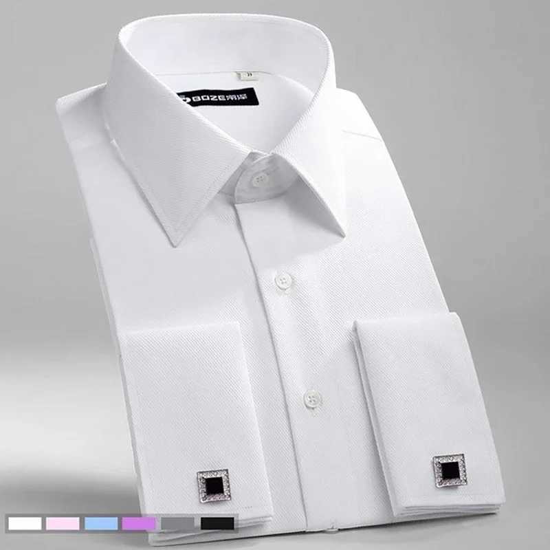 M~6XL mens long sleeved slim fit thin collar contrasting colors different collars business casual cuffs collar shirt X250324