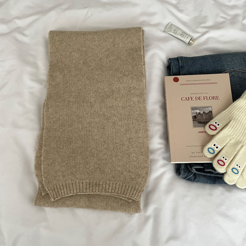 K213 High-end Korean order! Pure color cashmere wool scarf knitted neck collar Dongdaemun Korean version factory wholesale