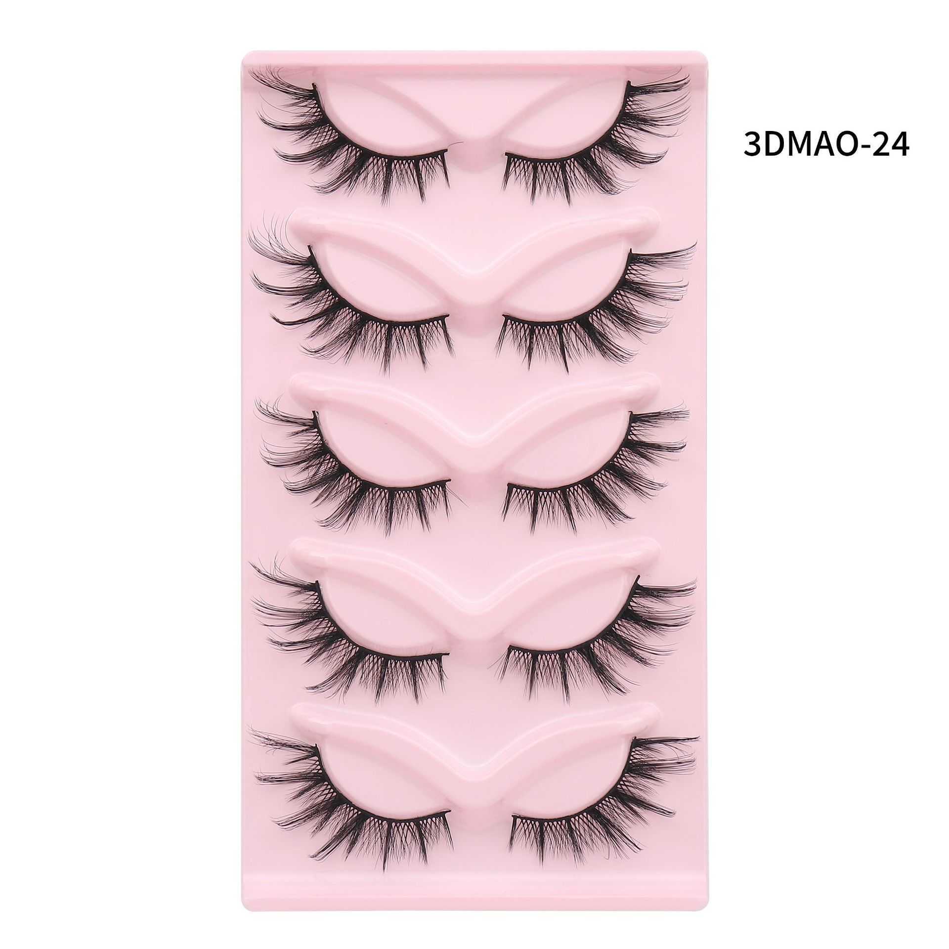 5 pairs of cats eye thick V small flower curl cross style fox false eyelashes COS mixed blood female group eyelashes W250324