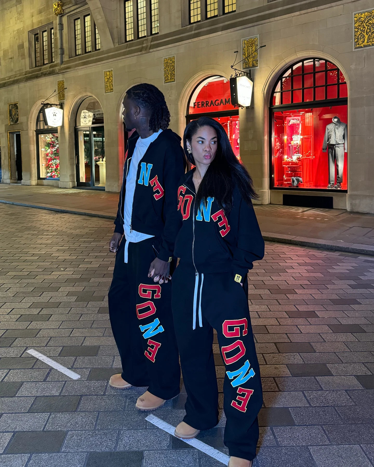 American Style Casual Letter Print Mens Sportswear Two Piece Set Clothes Sweatshirt Y2k Sweatpants Harajuku Oversized Hoodie 250322