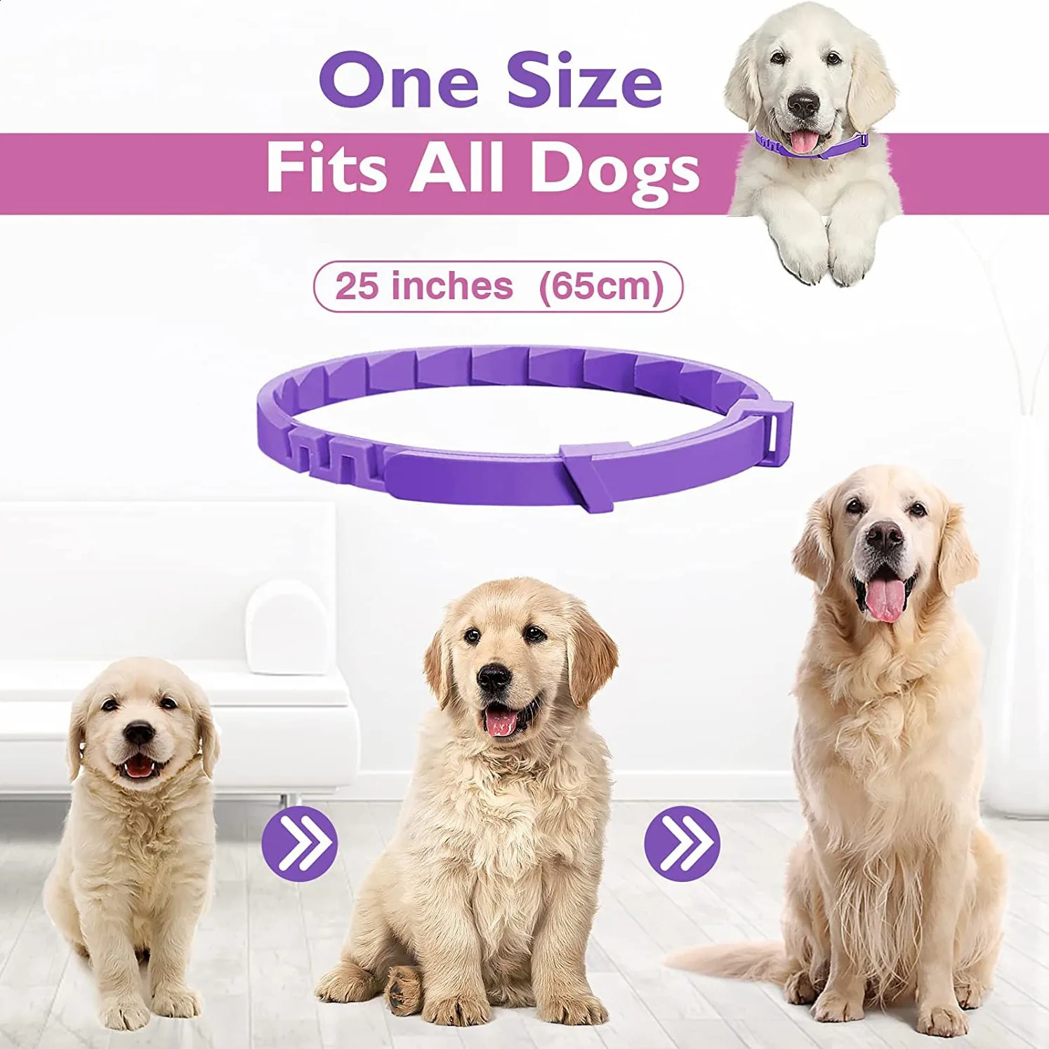 Pet Cats and Dog Flea And Tick Collar Efficient Relieve Anxiety Calming Collars Adjustable for Small Medium Dogs and Cat 3 Pack 250320