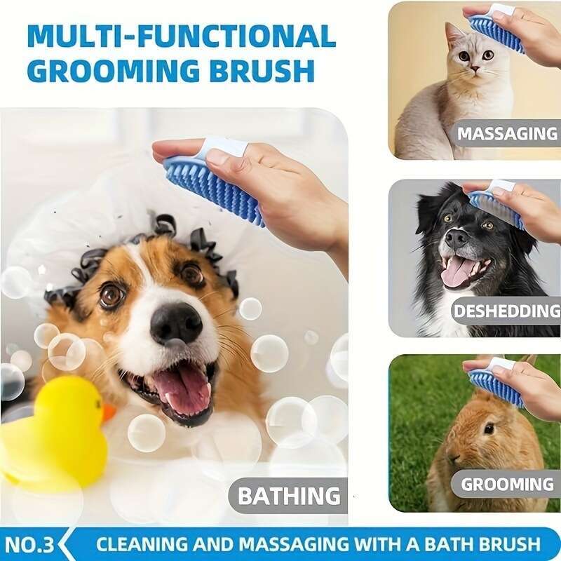 DHpet Complete Pet Grooming Kit - Bath Gloves, Absorbent Towel, Multifunction Brushes