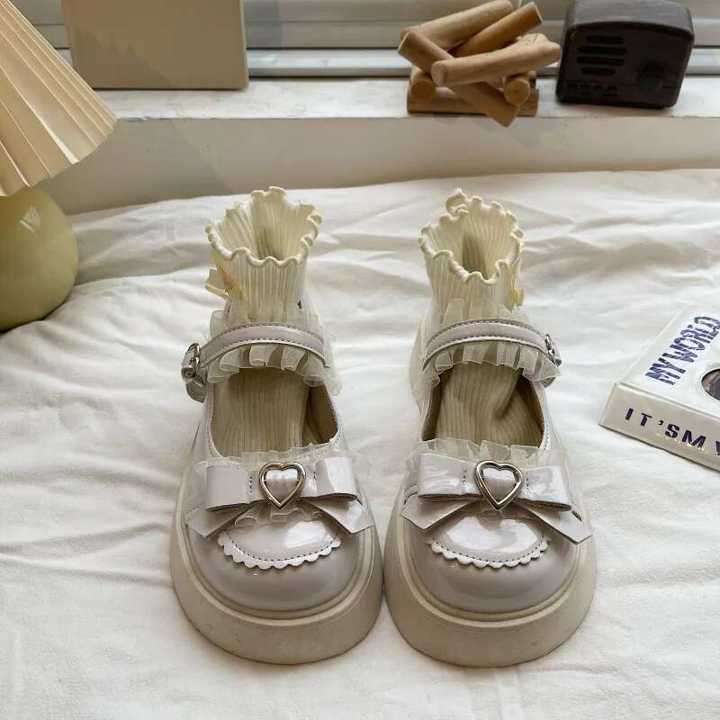 New Fashion Buckle Women's Pumps Spring Autumn Mary Jane Round Toe Solid Butterfly Knot Platform Casual Ladies Shoes