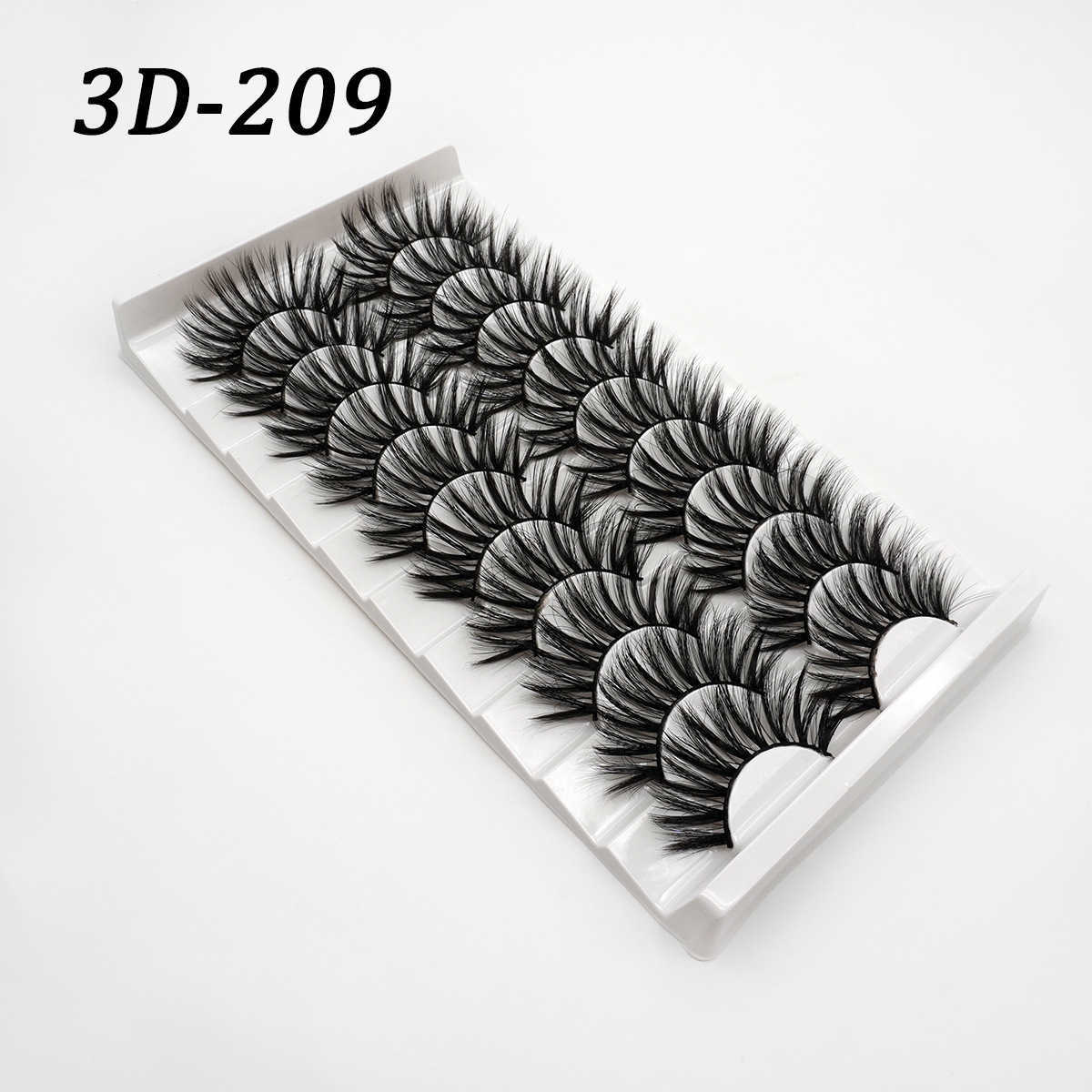 Style 10 pairs of fake eyelashes thick eyelashes natural extension curling one piece fine stem W250324