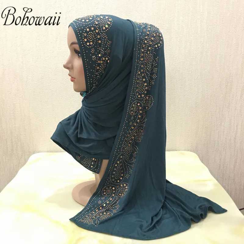 BOHOWAII Diamond Jersey Headband Scarf Muslim Fashion Turbine Women African Muslims Wrap Arab Trkiye Headband X250324