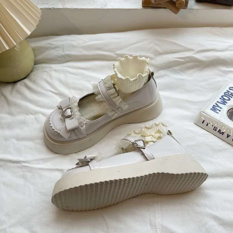 New Fashion Buckle Women's Pumps Spring Autumn Mary Jane Round Toe Solid Butterfly Knot Platform Casual Ladies Shoes