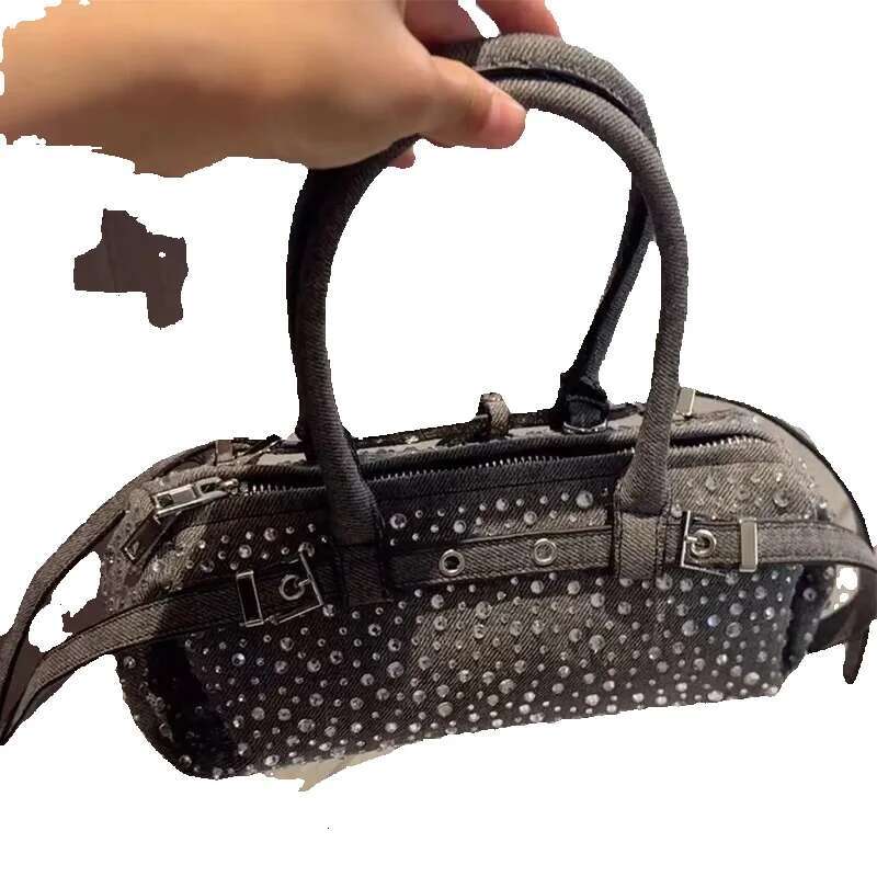 Dia Denim Brand Tote 2025 New Casual Versatile Long Belt Buckle Handbag Sier Chain High-End Korean Shoulder Bag