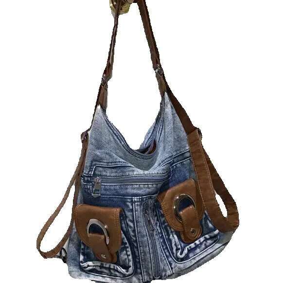 JIAERDI Punk Denim Y2k Bag Women 2023 High Street Pockets Chic Vintage Backpack Ladies Haruku Casual Messenger Bags Versatile