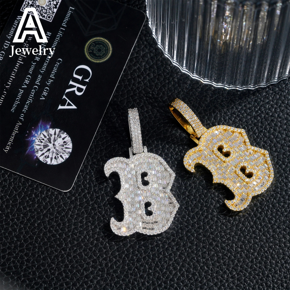 European and American hip hop 925 sterling silver vvs Moissamite pendant trend mens and womens letter necklace pendant