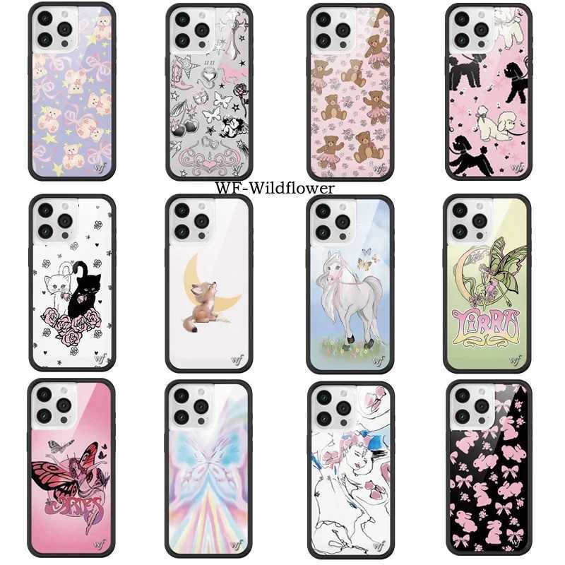 Wildflower Cartoon Cute Cat Puppy Horse Phone Case For iPhone 13 14 15 16 Pro Max WF Lovely Dancing Bear Cover Z250324