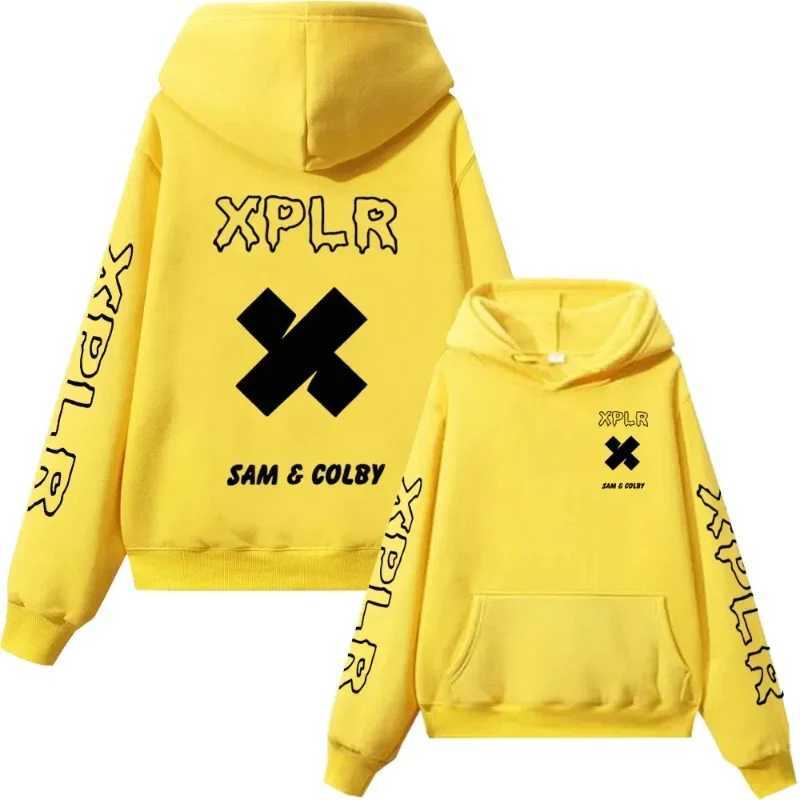 2024 Fashion Hoodie Mens Xplr Hoodie Sam and Colby Chainlink Merch Heart Printed Sweatshirt Mens Long Sleeve PulloverT250323