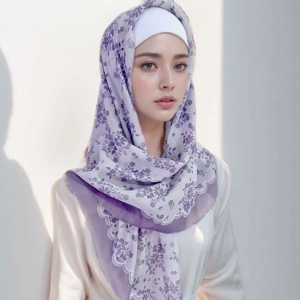 Newly printed 110cm square Voile scarf cotton Muslim headscarf Malay printing packaging grammar scarf shawl X250324