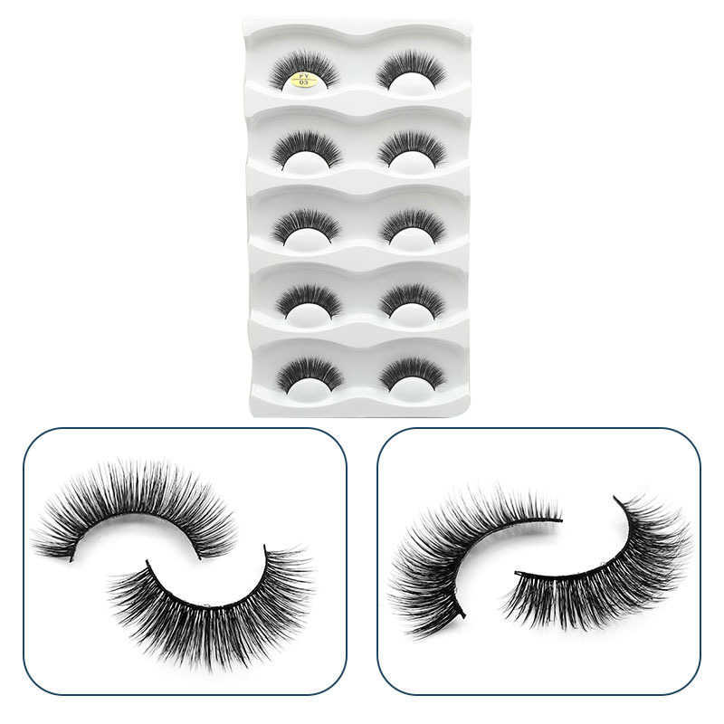 Thick and exaggerated five pairs of fake eyelashes with three-dimensional curling and multi-level little devil cartoon eyelashes W250324