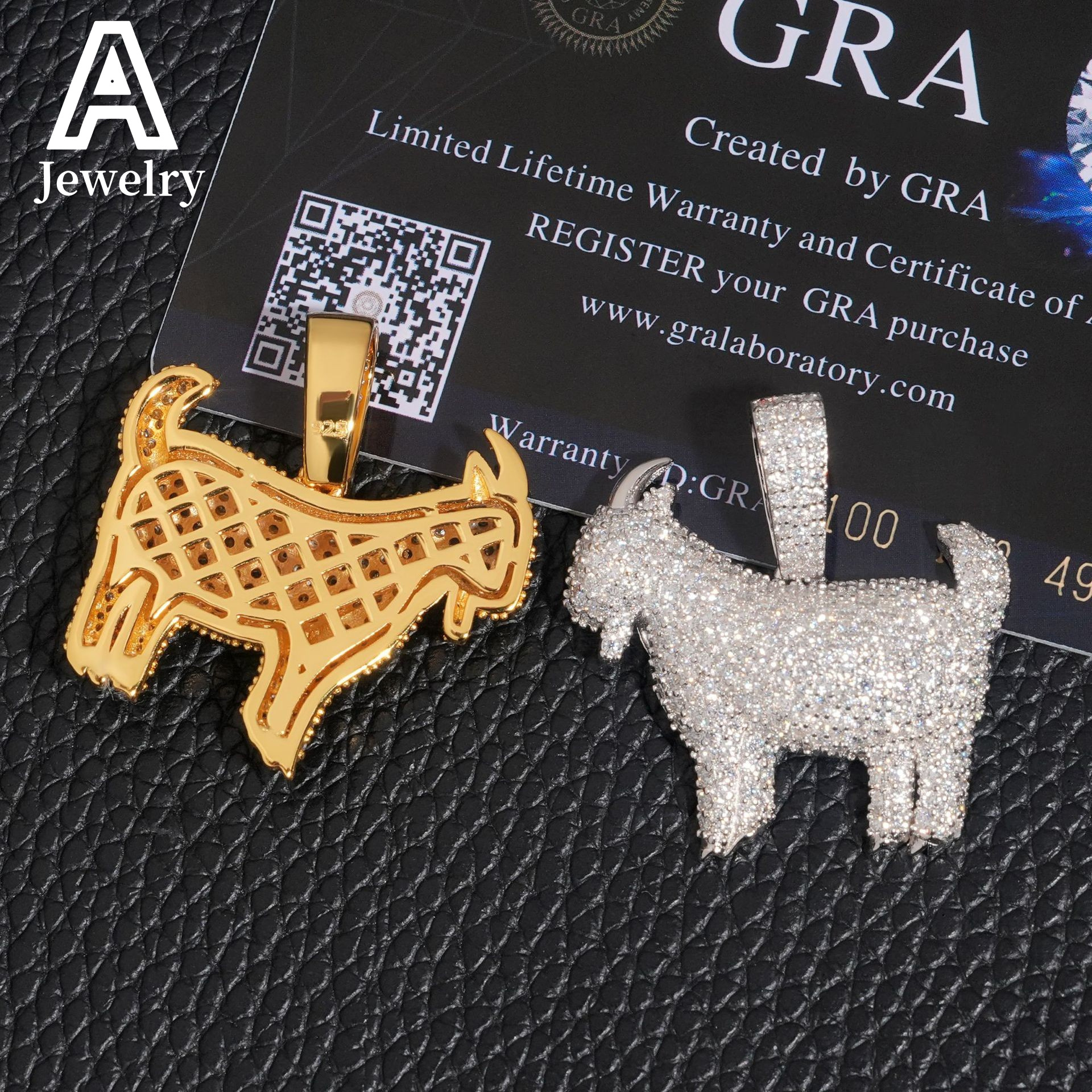 Custom hip hop iced out Jewelry Sterg Sier necklace VVS moissanite Dia chain set Sheep Pendant