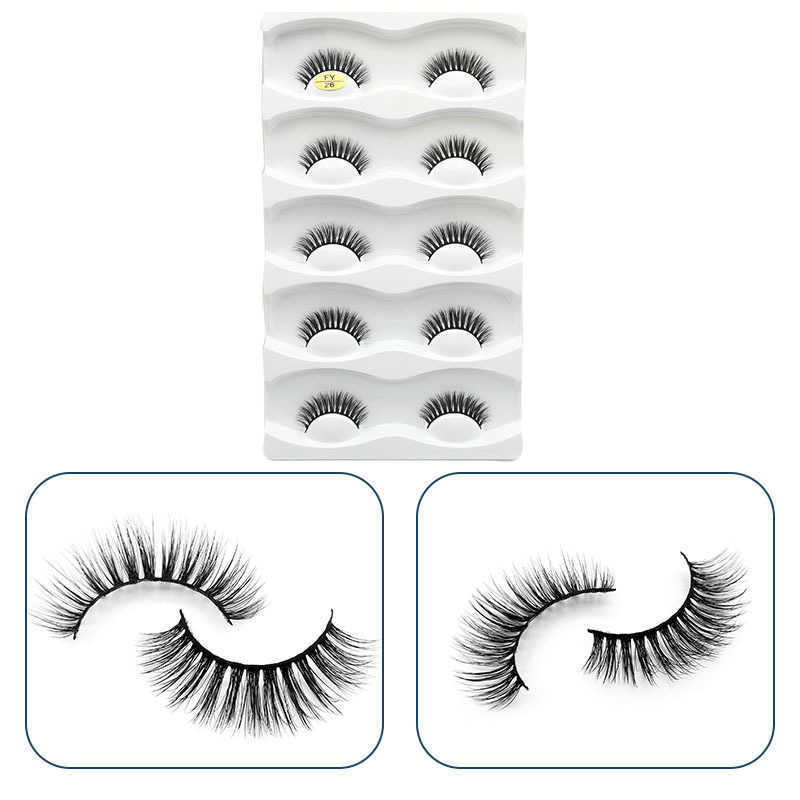 Thick and exaggerated five pairs of fake eyelashes with three-dimensional curling and multi-level little devil cartoon eyelashes W250324
