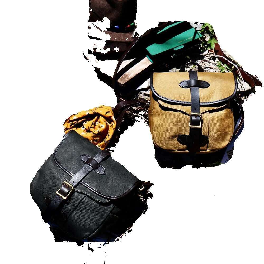 Oil Waxed Canvas & Vegetable Tanned Leather 24*22Cm American Vintage Crossbody Bag