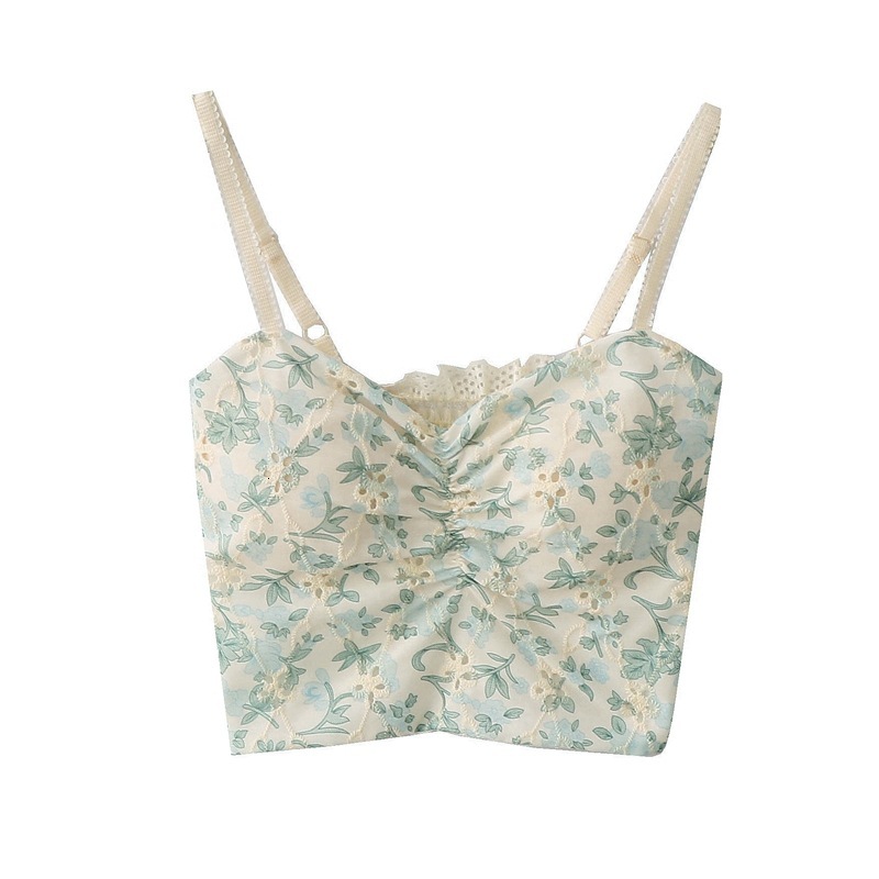 Summer Niche Floral Camisole For Women's Inner Layer With Chest Pad That Can Be Worn Externally V Neck Bottom Is A High-quality Integrated Spicy 