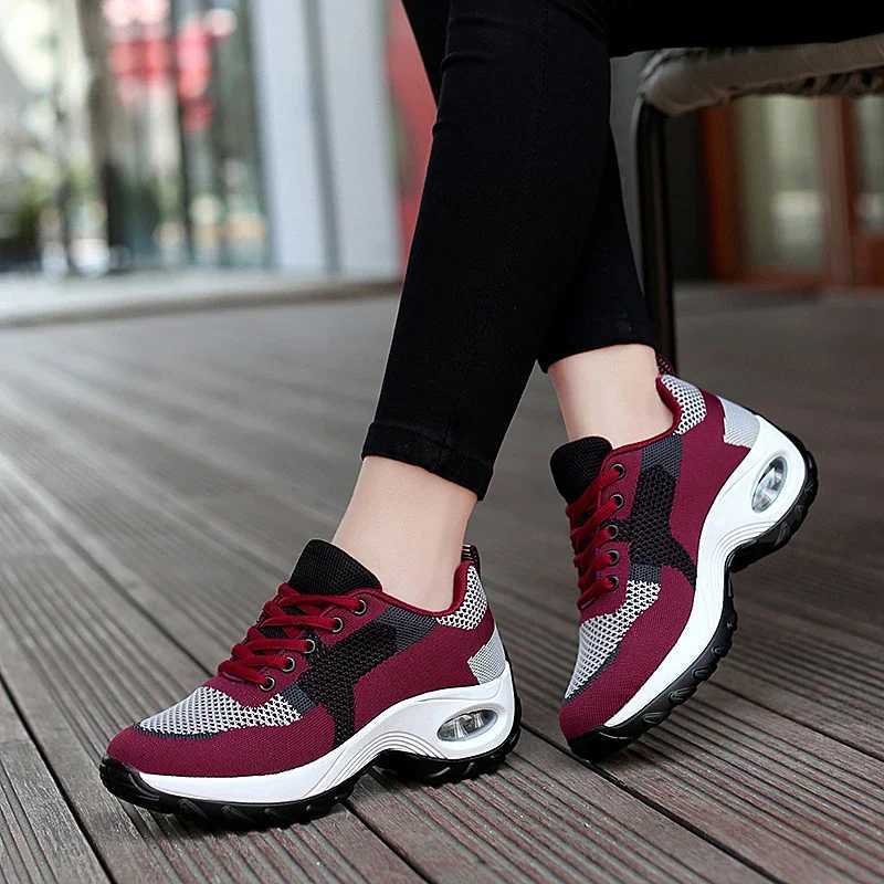 Tenis womens sports shoes Air Cushi walking shoes breathable gym jogging shoes womens lace up platform sports shoes Tenes FemininoXJ250324