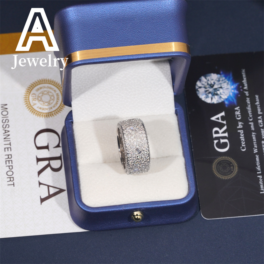 Hip Hop Fine Jewelry NEW ARRIVAL Affordable Fancy Shape Band Ring Emerald Moissanite Championship Ring 925 rings for men