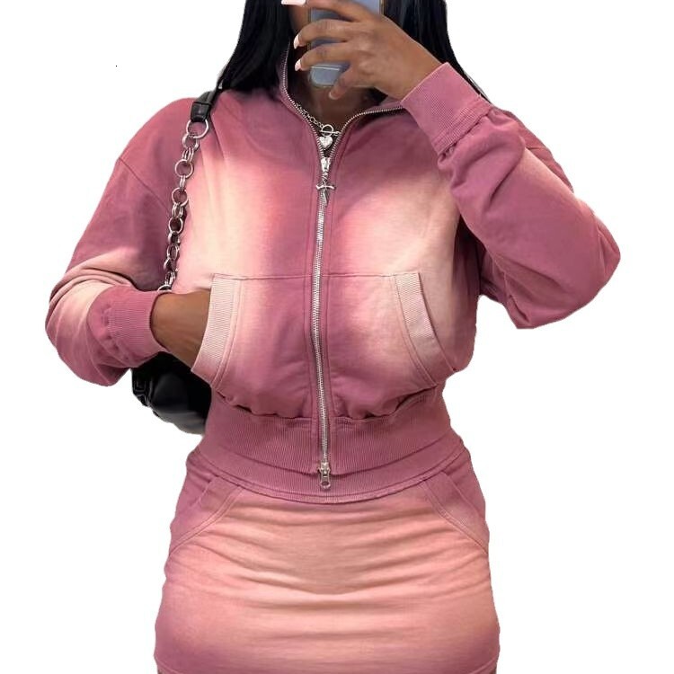 New washing hoodie autumn and winter bag buttocks sexy fashion hooded slim fit 2-piece set