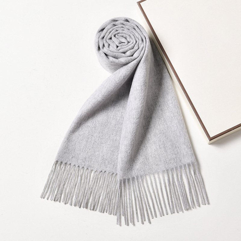 K217 Blue scarf for women, winter high-end 100% cashmere scarf for women, warm gift for girlfriend, solid color wool scarf