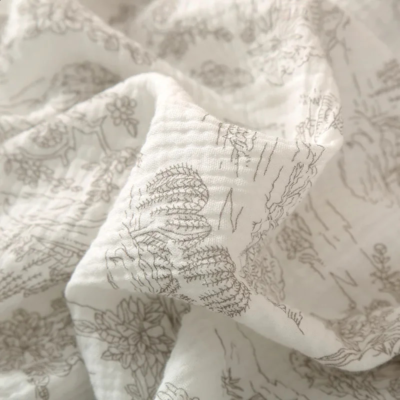 Womens pajamas summer cotton 3-piece set short sleeved topmens styleshorts home clothing thin cotton crepe ink painting set 250321