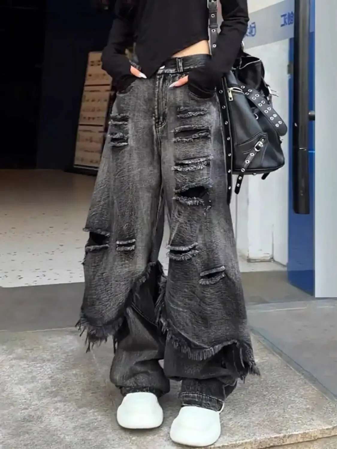 Y2k Baggy Street Slouchy Hip Hop Wide Leg Jeans Men And Women Loose Ripped High Waist Or Mopping Pants Streetwear
