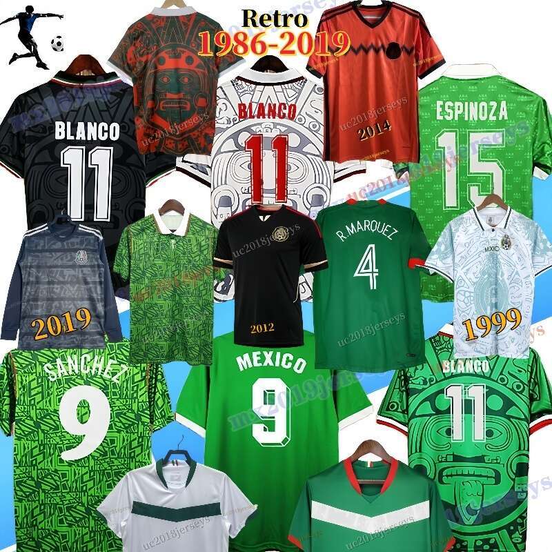 Long sleeves Retro Mexico soccer jersey 86 70 94 95 96 97 98 99 06 10 11 12 14 BORGETTI HERNANDEZ CAMPOS BLANCO H.SANCHEZ R.Marquez 86-19 short sleeves football shirt