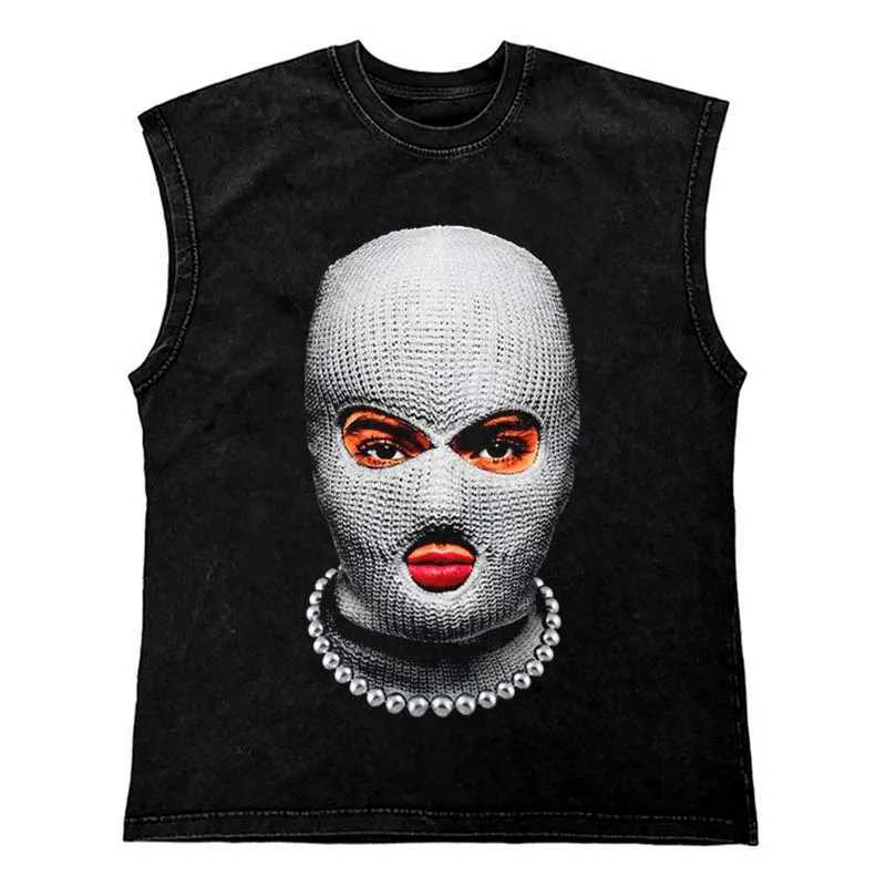 Gothic Punk Painting Print Tank Tops Hip Hop oversized cotton streetwear T-shirt custom Tank Tops mens tank top mens clothing X250324