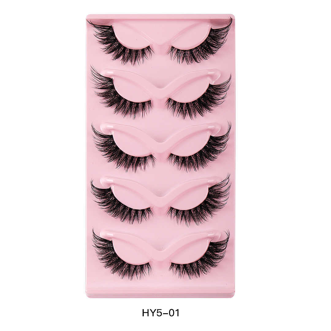 5 pairs of slanted flying fox false eyelashes naturally thick and curled simulating cat eye eyelashes W250324