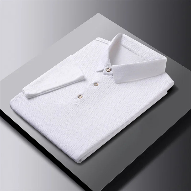 mens checkered badge short sleeved polo shirt summer casual top 250312