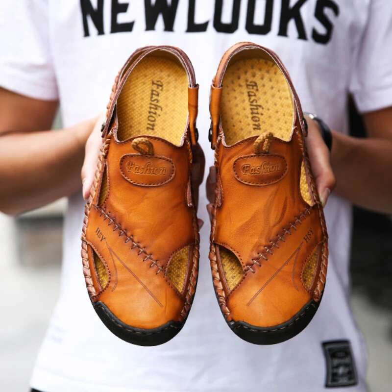 Summer Sandals Brand Genuine Leather for Classic Roman Shoes Outdoor Sneakers Beach Rubber Men Trekking sandalias