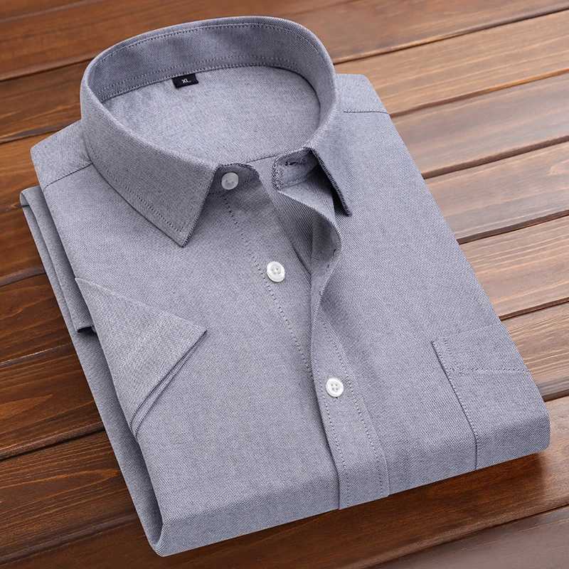 Summer new mens solid color casual short sleeved Korean ultra-thin mens short sleeved shirt X250324