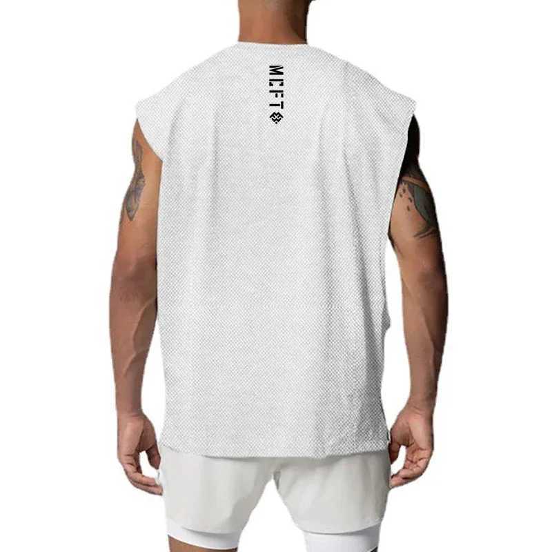 Summer mesh quick drying oversized fitness vest mens fitness sleeveless T-shirt loose sports fitness clothing muscle vest X250324