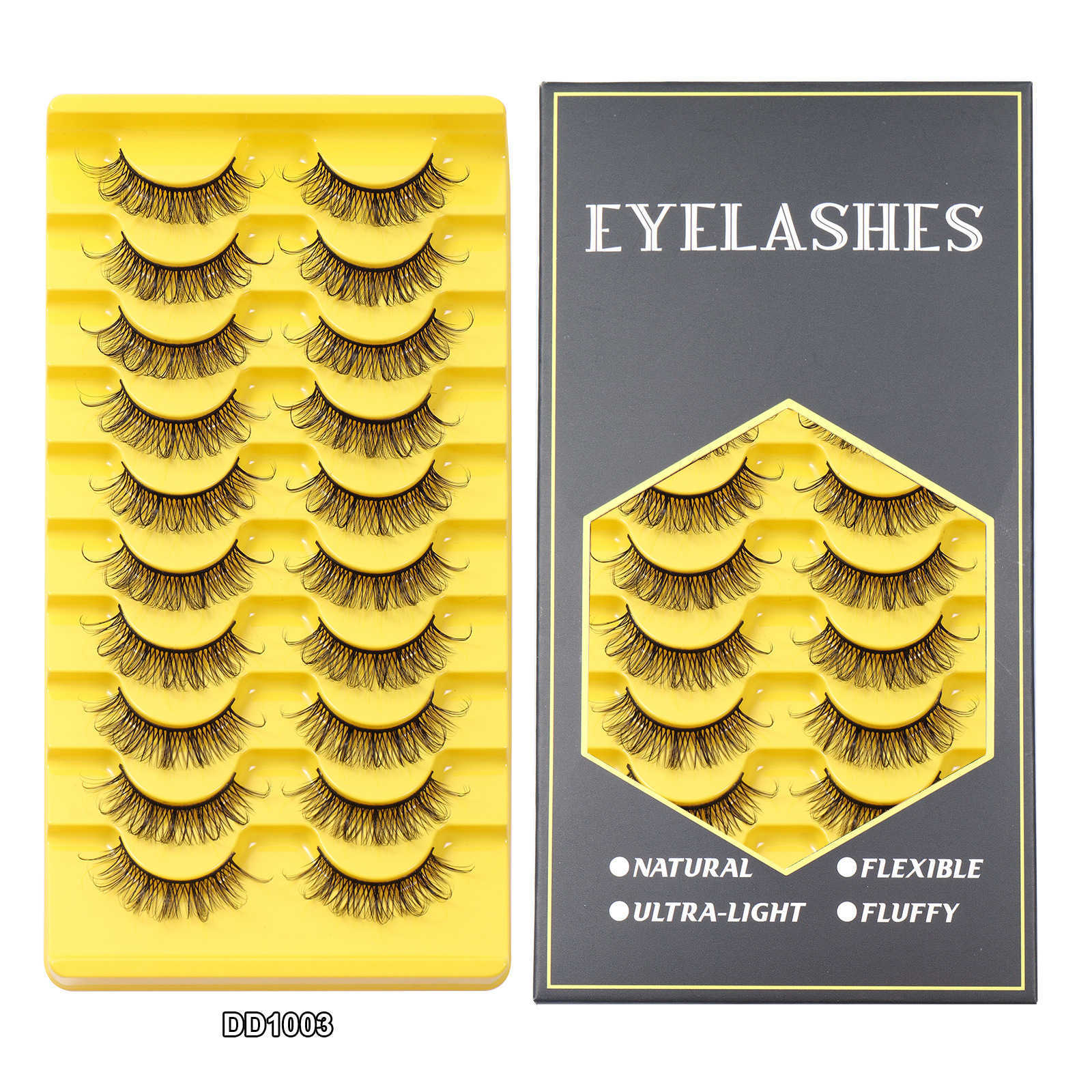 New 10 pairs of boxed false eyelashes naturally soft and thick simulated synthetic eyelashes W250324