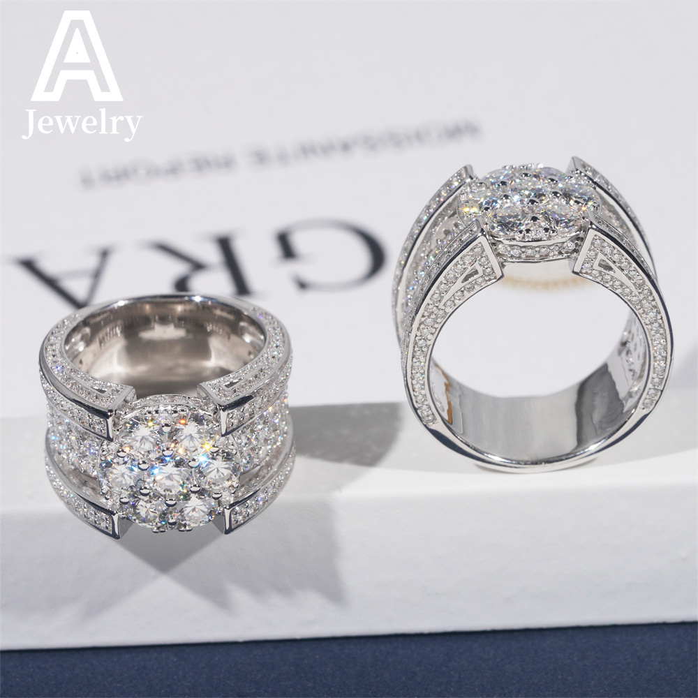 Iced out Men Hip Hop 925 Silver Jewelry VVS Moissanite Diamond Rings Pinky Rings