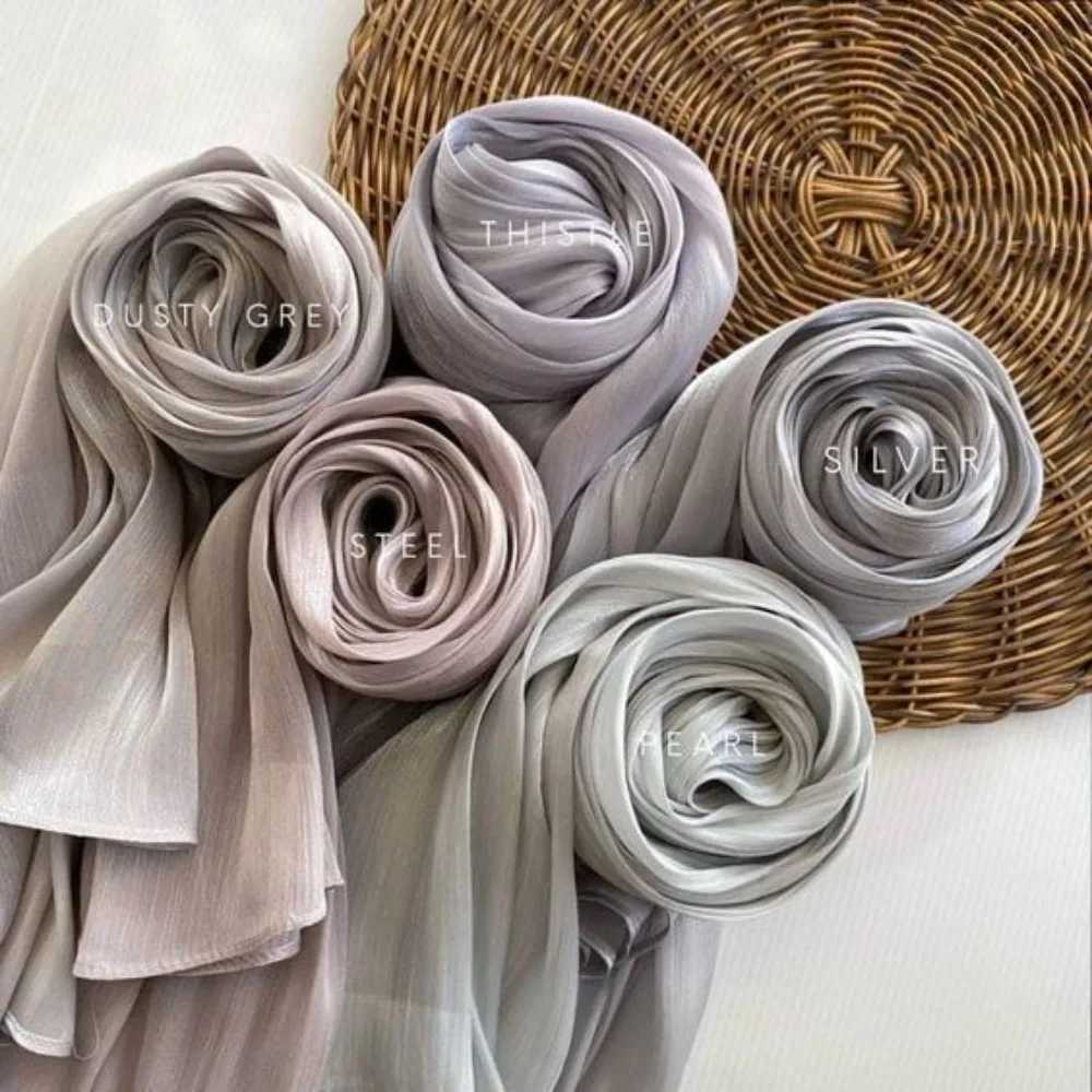 New slightly shiny silk scarf and chiffon headscarf suitable for tattoos breathable cool satin smooth crepe long shawl suitable for tattoo turbo packa