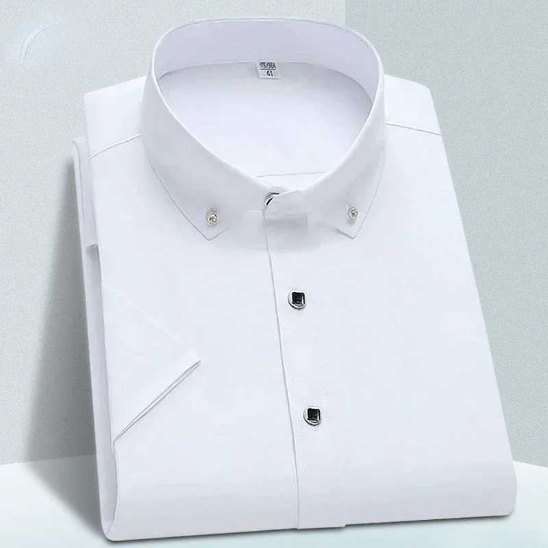 High quality non ironed mens dress short sleeved new solid mens clothing suitable for business shirts white blue navy blue black Yyqwsj X250324