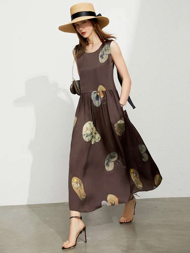 AMII Minimalism for 2023 Spring Summer Dress Pullover Printed Chinese Style Ae Vestidos Women Clothing 12342287