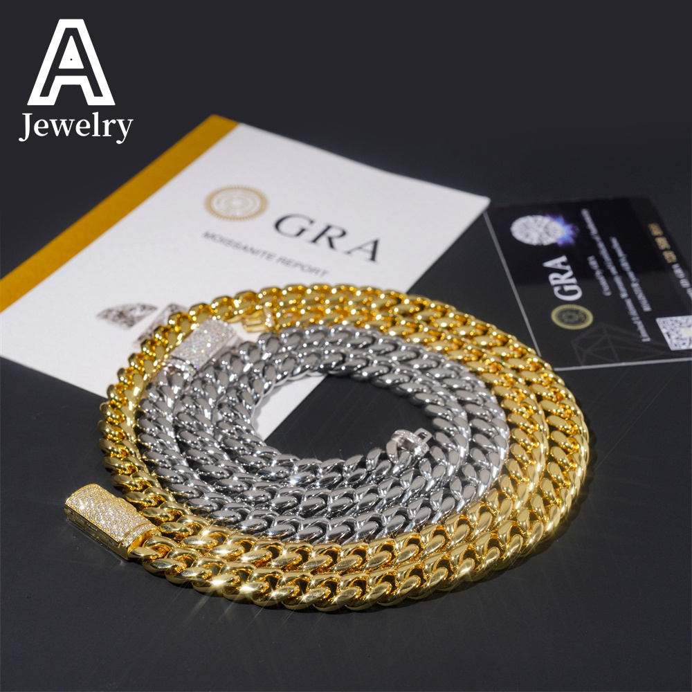 Hip Hop 10mm Wide 316L Stainless Steel Cuban Chains 925 Silver VVS Moissanite Lock Fashion Men Necklace Bracelet