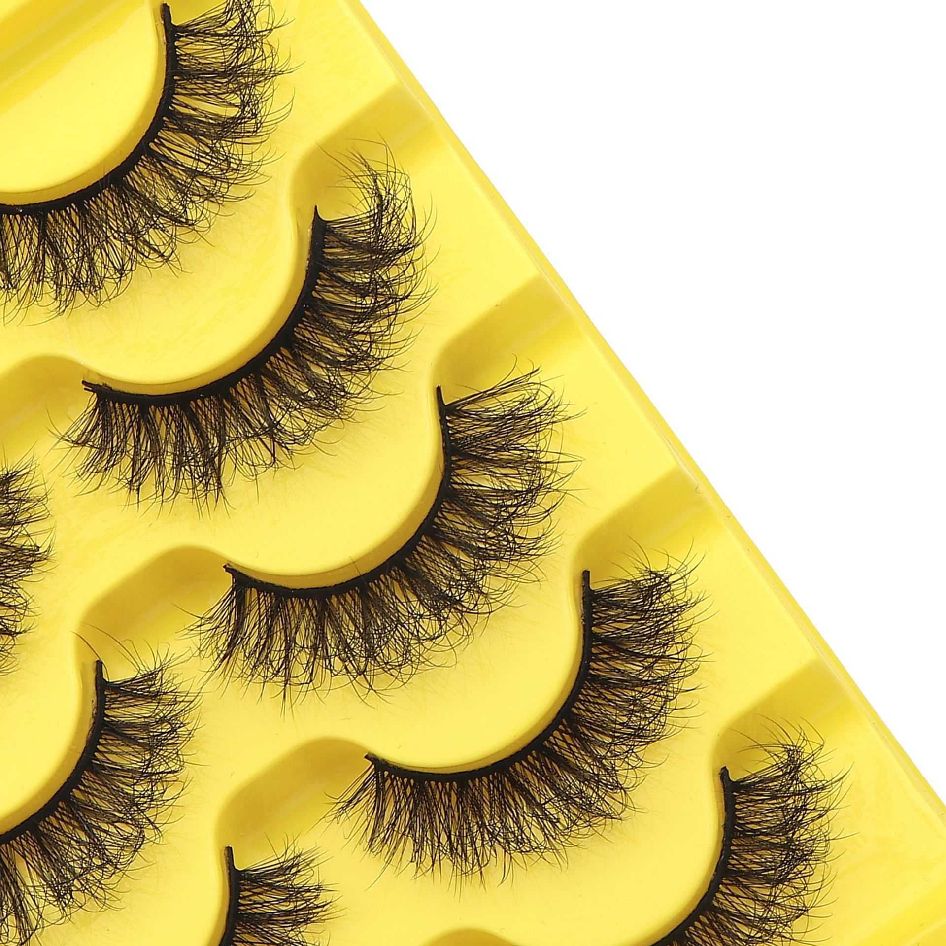 Five pairs of thick explosive eyelashes messy curled fluffy synthetic false eyelashes W250324