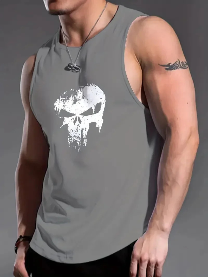 Funny 3D Skull Print Mens Tank Tops Hip Hop Trend Harajuku Sleeveless Shirt Summer Gym T-shirt Man Fashion Fitness Run Vest Tee 250402