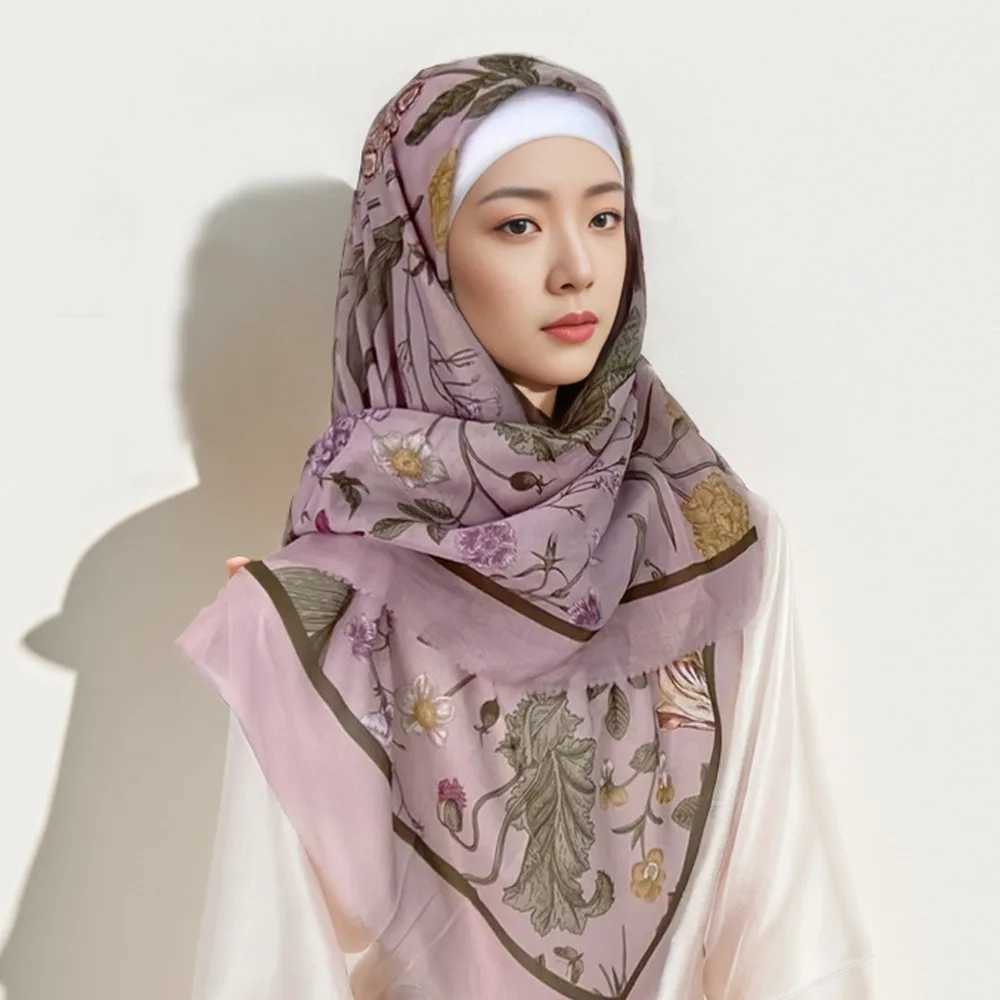 Newly printed 110cm square Voile scarf cotton Muslim headscarf Malay printing packaging grammar scarf shawl X250324