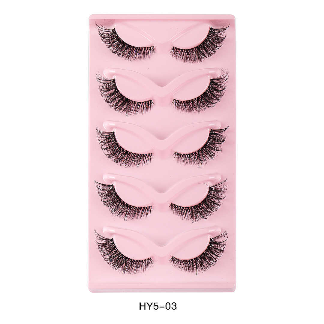 5 pairs of slanted flying fox false eyelashes naturally thick and curled simulating cat eye eyelashes W250324