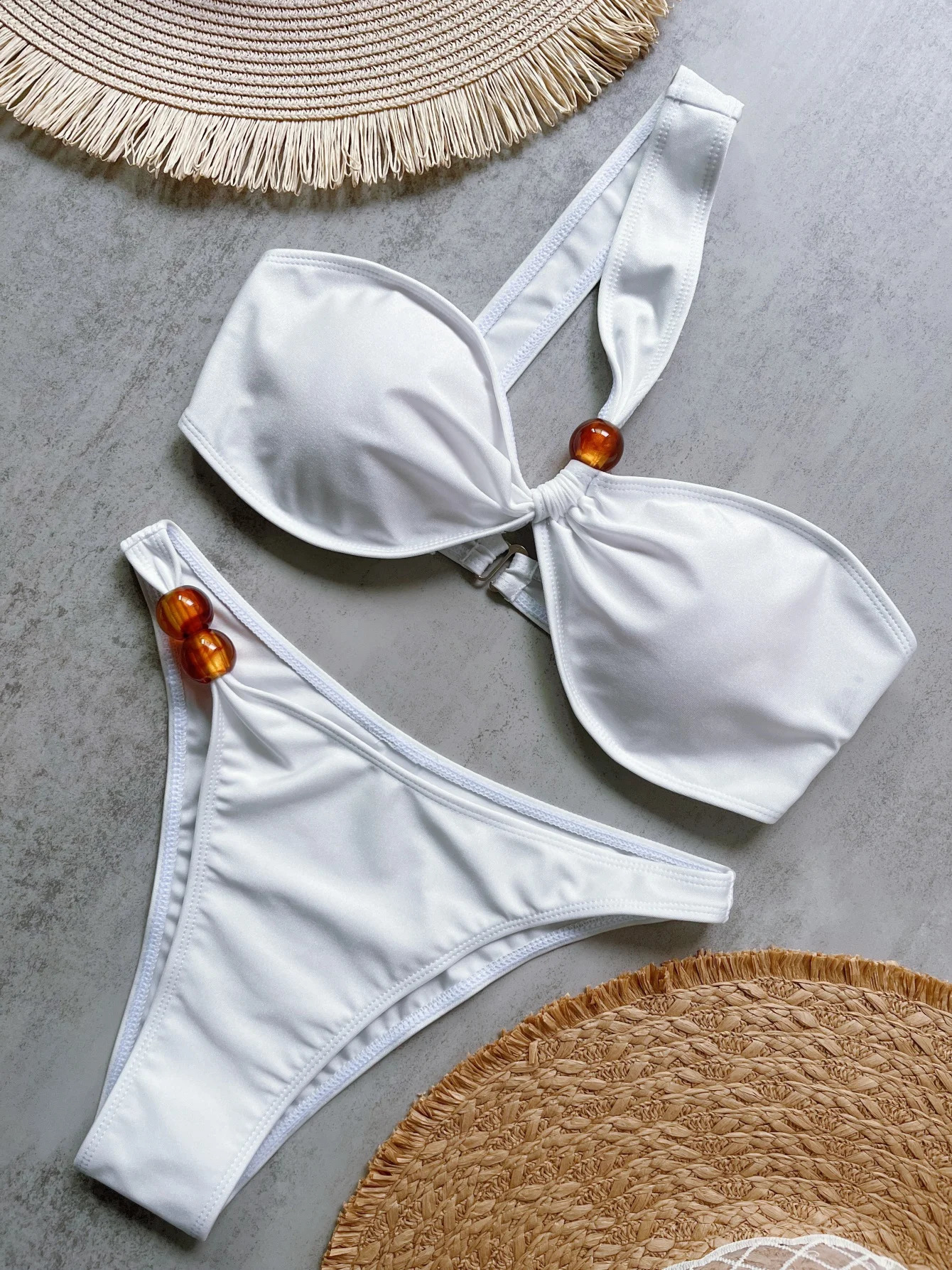 2025 sexy bikini solid swimsuit womens push up beach Brazilian swimming pool 250321