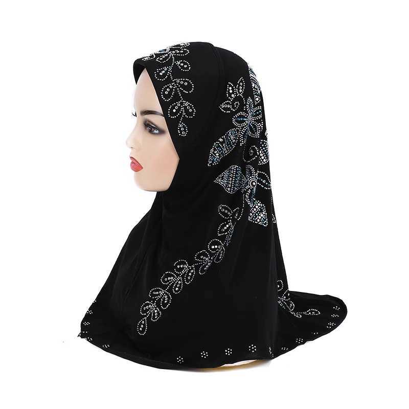 H102 Gorgeous Stone Prayer Headscarf Muslim FL Hat Islamic Scarf Hat AR PL Wrapped Scarf Eldre Wen Headscarf X250324